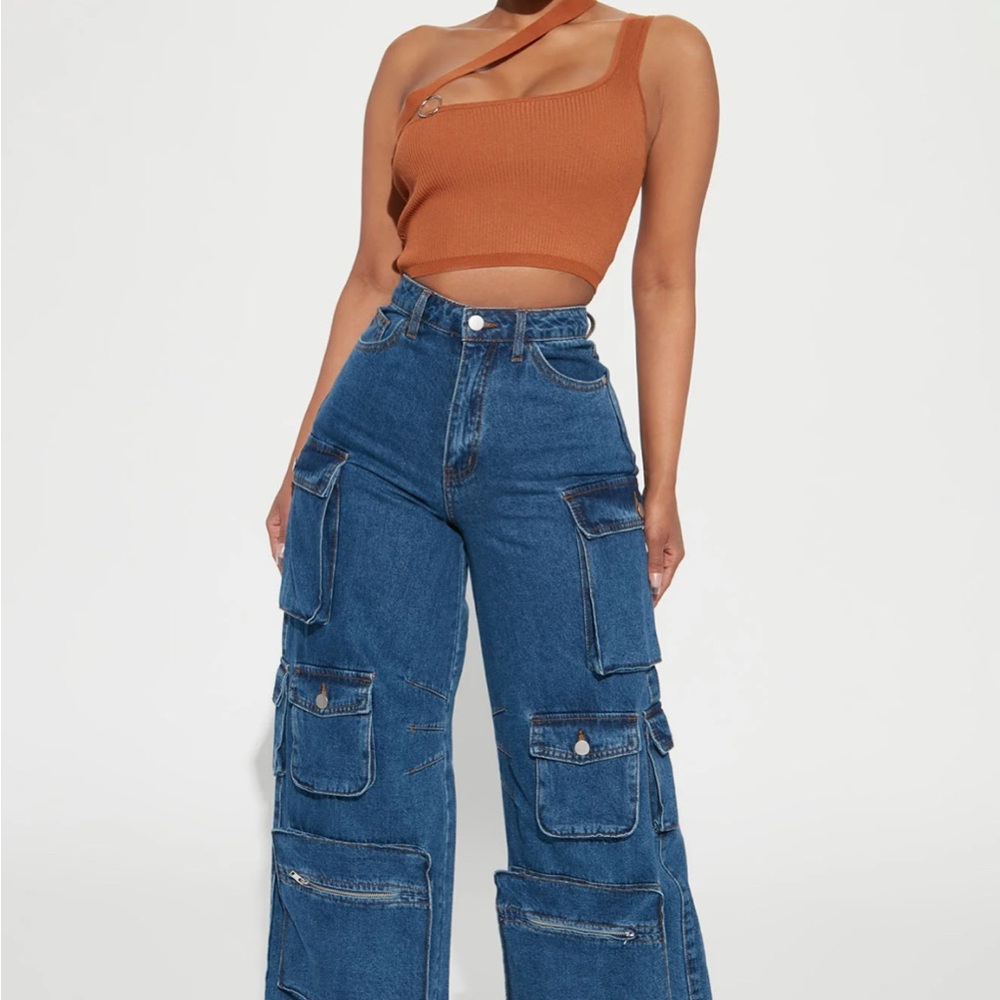 Women's Blue Cargo Jeans